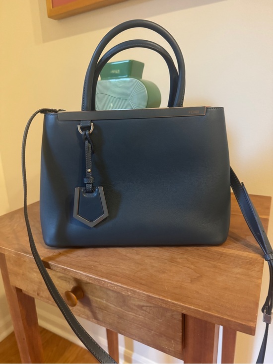 Fendi Handbags - Fendi 2Jours Petite Blue Leather Top-Handle Crossbody Bag